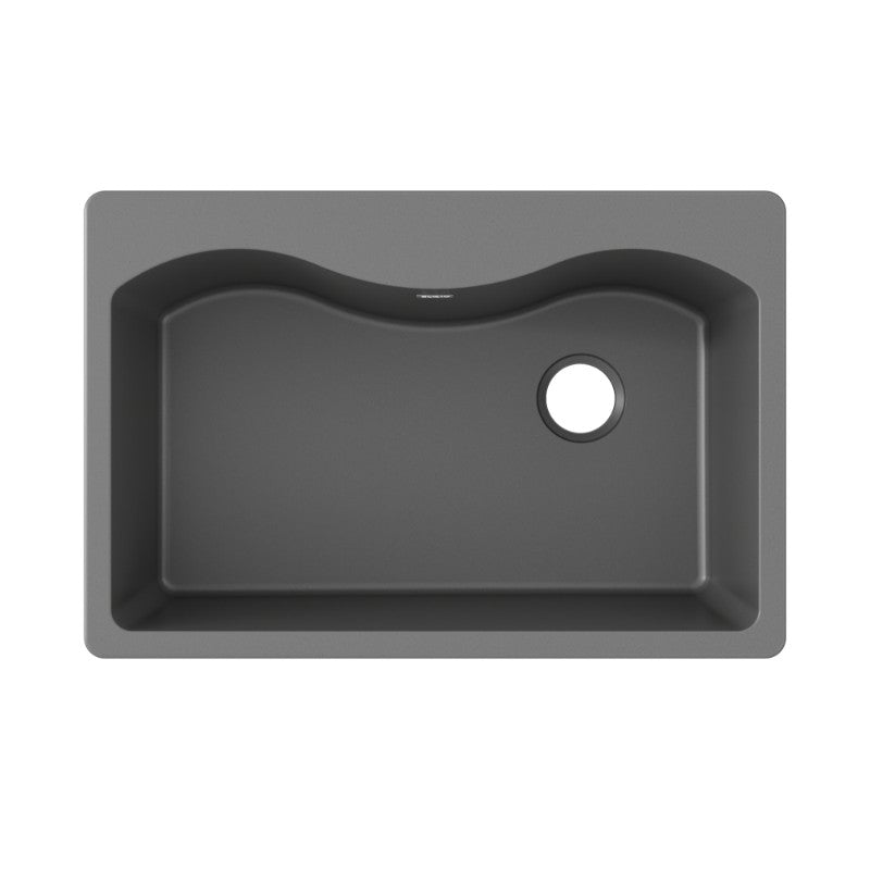 Quartz Classic 22' x 33' x 9.5' Quartz Single-Basin Irregular Drop-In Kitchen Sink in Dusk Gray