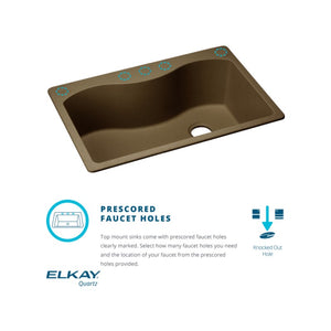 Quartz Classic 22' x 33' x 9.5' Quartz Single-Basin Irregular Drop-In Kitchen Sink in Dusk Gray