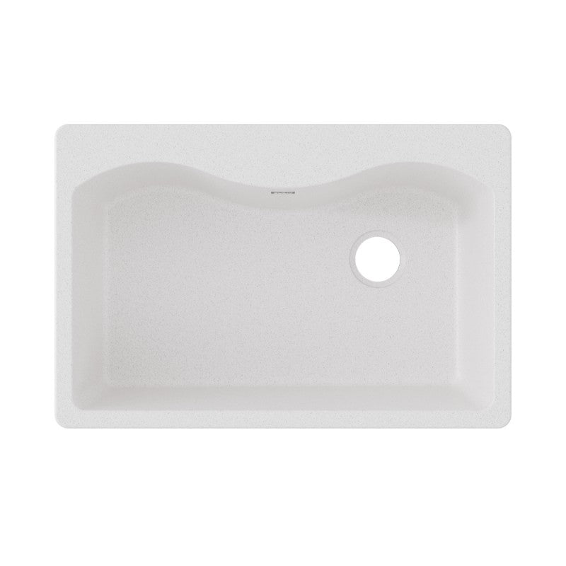 Quartz Classic 22' x 33' x 9.5' Quartz Single-Basin Irregular Drop-In Kitchen Sink in White