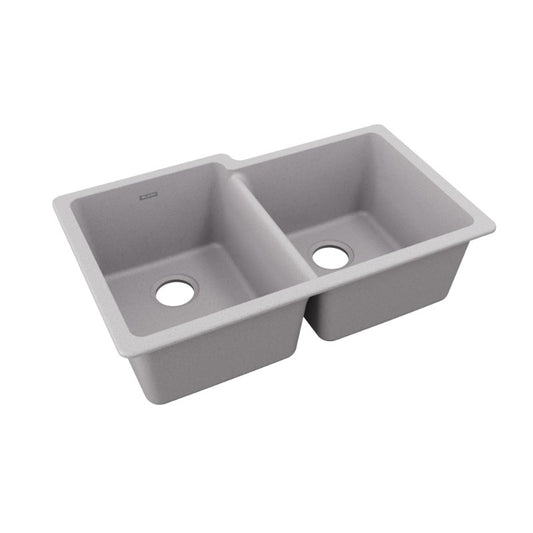 Quartz Classic 20.5" x 33" x 9.5" Quartz Double-Basin Undermount Kitchen Sink in Greystone