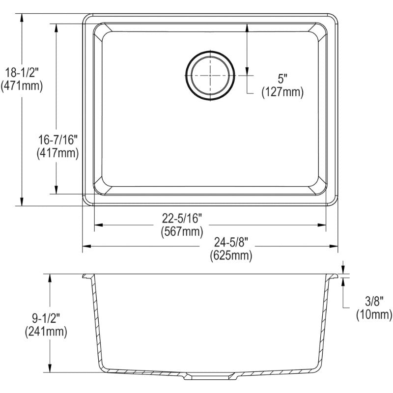 Quartz Classic 18.5' x 24.63' x 9.5' Quartz Single-Basin Undermount Kitchen Sink in White