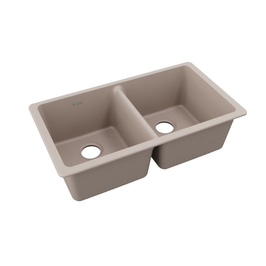 Quartz Classic 18.5" x 33" x 9.5" Quartz Double-Basin Undermount Kitchen Sink in Greige