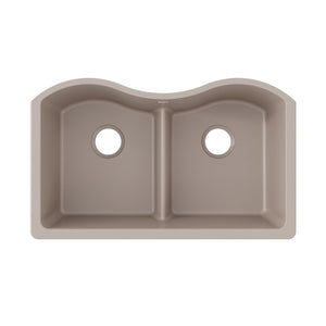 Quartz Classic 20' x 33' x 9.5' Quartz Double-Basin Undermount Kitchen Sink in Greige