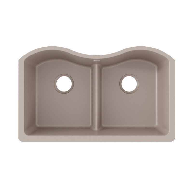 Quartz Classic 20' x 33' x 9.5' Quartz Double-Basin Undermount Kitchen Sink in Greige
