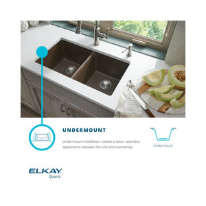 Quartz Classic 20' x 33' x 9.5' Quartz Double-Basin Undermount Kitchen Sink in Greige