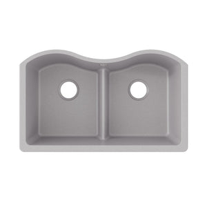 Quartz Classic 20' x 33' x 9.5' Quartz Double-Basin Undermount Kitchen Sink in Greystone