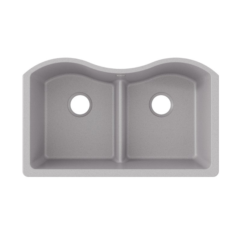 Quartz Classic 20' x 33' x 9.5' Quartz Double-Basin Undermount Kitchen Sink in Greystone