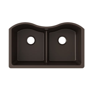 Quartz Classic 20' x 33' x 9.5' Quartz Double-Basin Undermount Kitchen Sink in Mocha