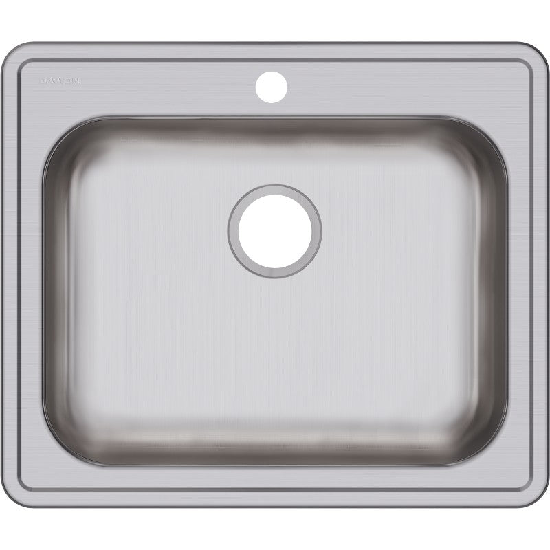 Dayton 21.25' x 25' x 5.38' Stainless Steel Single-Basin Drop-In Kitchen Sink - 1 Faucet Hole