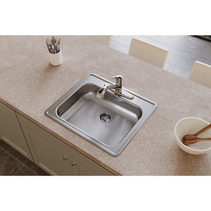 Dayton 21.25' x 25' x 5.38' Stainless Steel Single-Basin Drop-In Kitchen Sink - 1 Faucet Hole