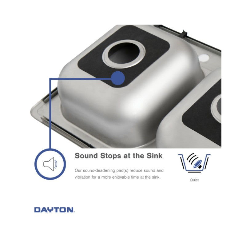 Dayton 22' x 33' x 5.38' Stainless Steel Double-Basin Drop-In Kitchen Sink