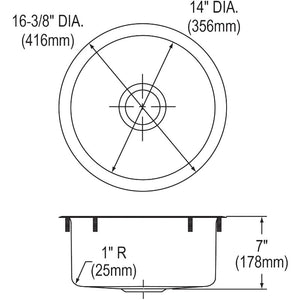 16.38' x 16.38' x 7' Stainless Steel Single-Basin Dual-Mount Kitchen Sink with Rugged Texture