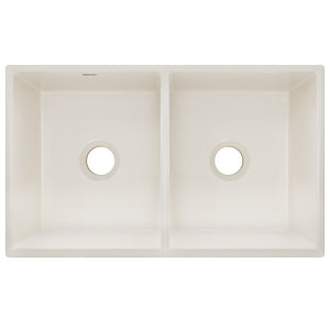 19.94' x 33' x 10.13' Fireclay Double-Basin Farmhouse Kitchen Sink in Biscuit