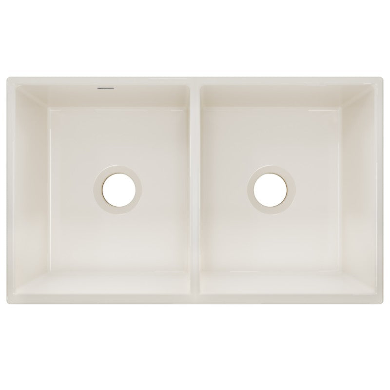 19.94' x 33' x 10.13' Fireclay Double-Basin Farmhouse Kitchen Sink in Biscuit