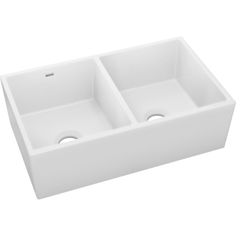 19.94' x 33' x 10.13' Fireclay Double-Basin Farmhouse Kitchen Sink in White