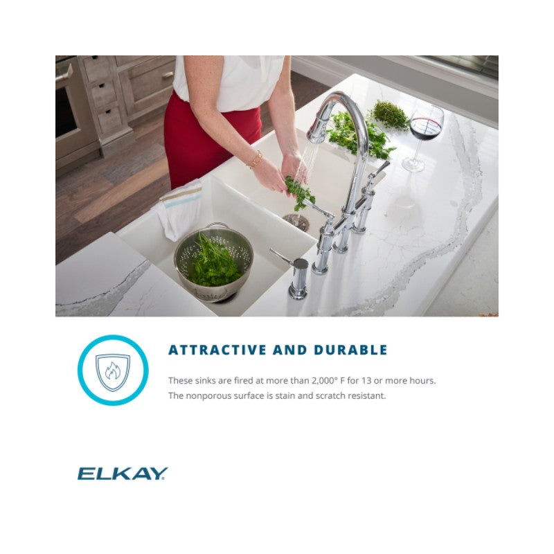 19.94' x 33' x 10.13' Fireclay Double-Basin Farmhouse Kitchen Sink in White