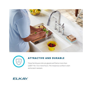 19.94' x 33' x 10.13' Fireclay 40/60 Double-Basin Farmhouse Kitchen Sink in Biscuit