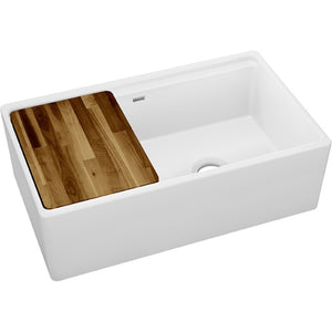 19.94' x 33' x 10.13' Fireclay 40/60 Double-Basin Farmhouse Kitchen Sink in White
