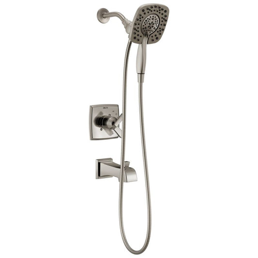 Ashlyn Single-Handle Tub & Shower Faucet in Stainless - Pull Down Hand Shower