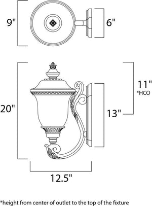 Carriage House DC 9' 2 Light Outdoor Wall Mount Light in Oriental Bronze with 6' Backplate