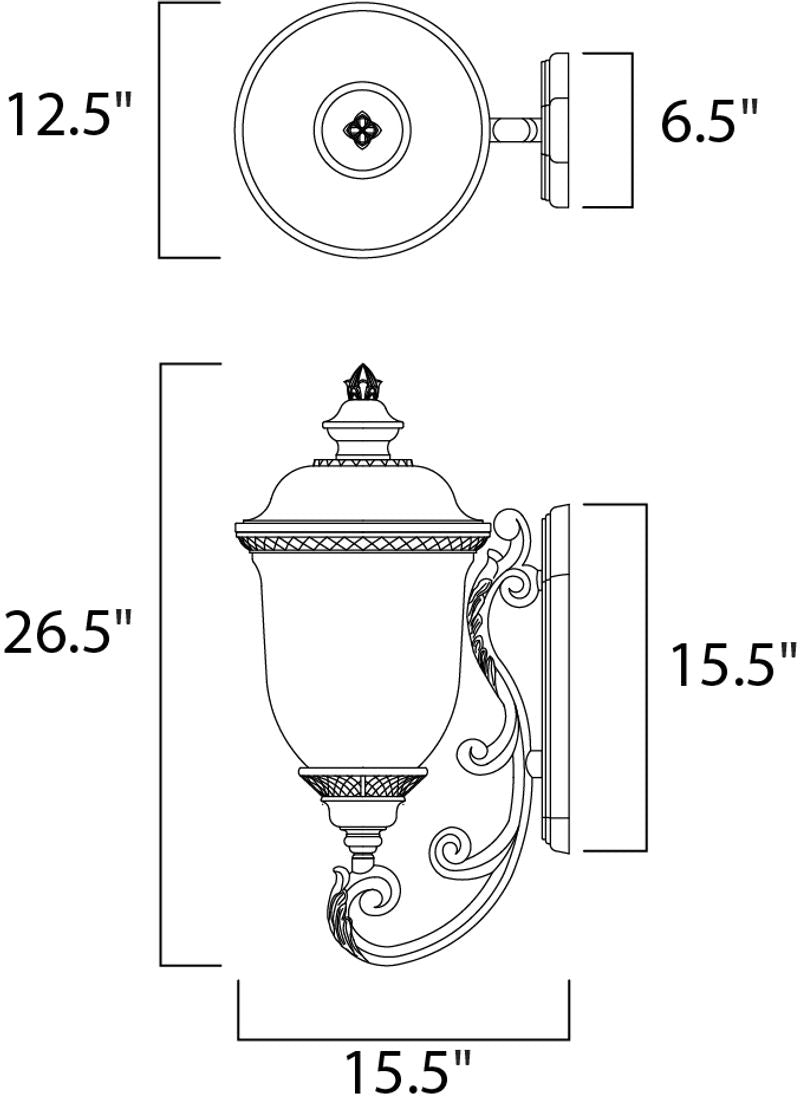 Carriage House DC 12.5' 3 Light Outdoor Wall Mount Light in Oriental Bronze with 6.5' Backplate