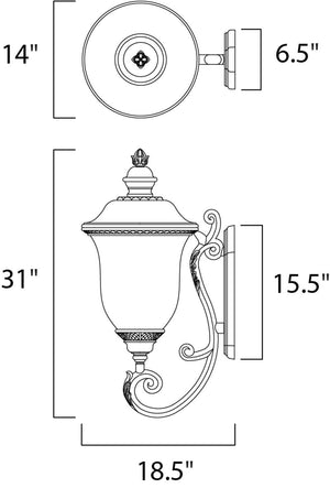 Carriage House DC 14' 3 Light Outdoor Wall Mount Light in Oriental Bronze