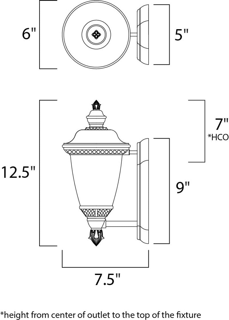 Carriage House DC 6' Single Light Outdoor Wall Mount Light in Oriental Bronze