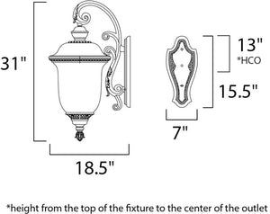 Carriage House VX 14' 3 Light Outdoor Hanging Wall Mount Light in Oriental Bronze