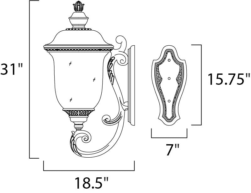 Carriage House VX 14' 3 Light Outdoor Wall Mount Light in Oriental Bronze