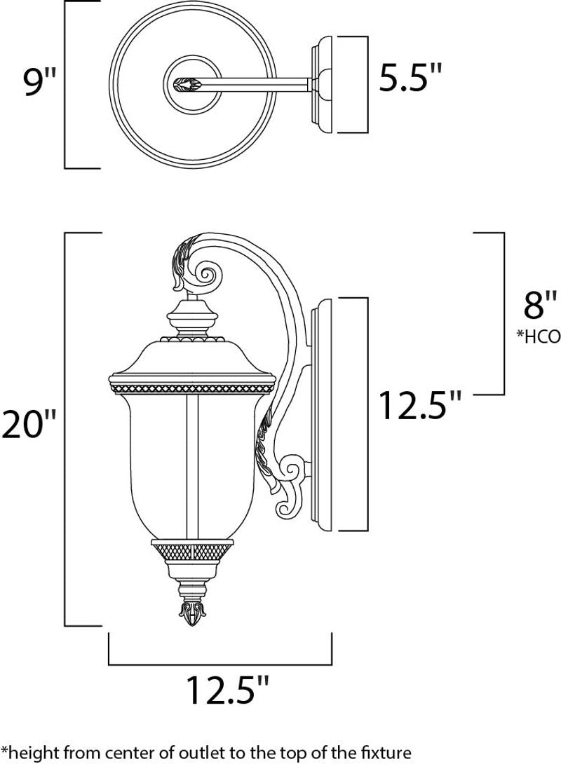 Carriage House VX 9' 2 Light Outdoor Hanging Wall Mount Light in Oriental Bronze