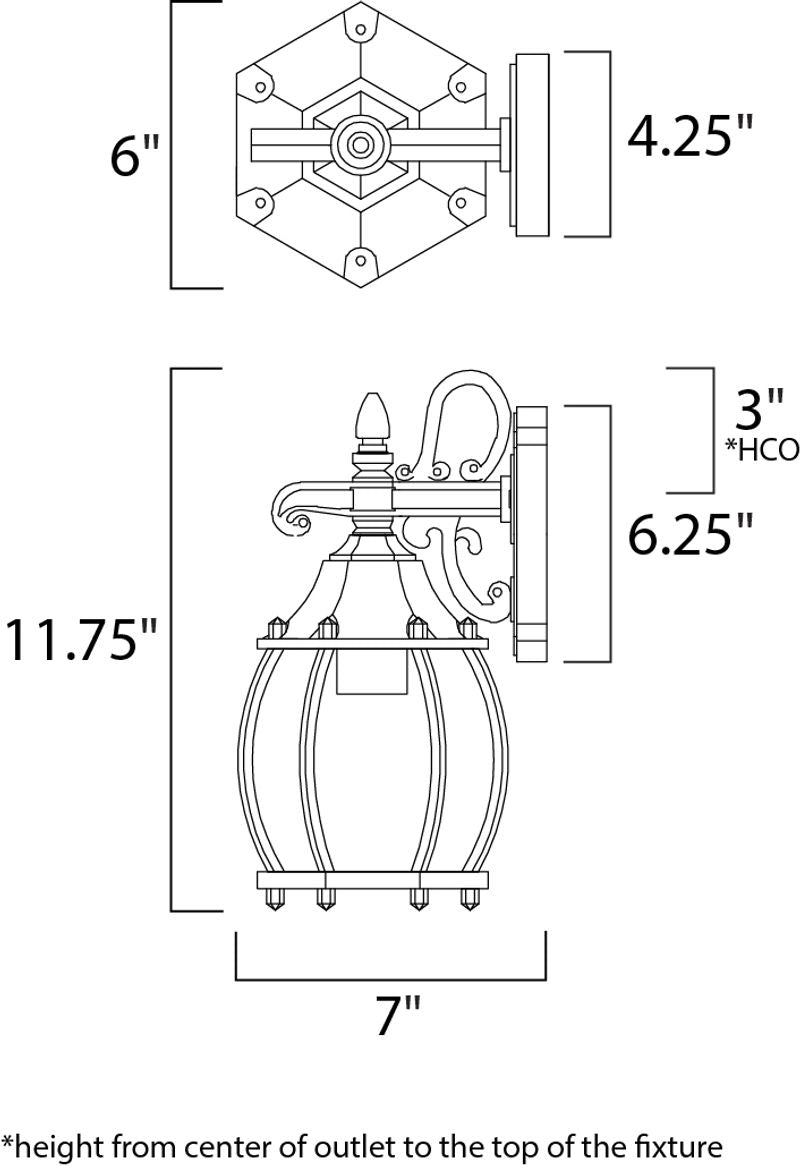 Crown Hill 11.75' Single Light Outdoor Wall Mount Light in Black