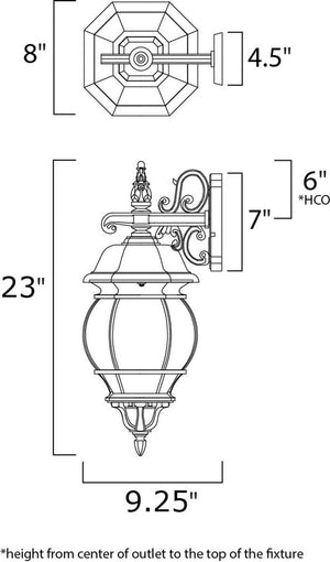 Crown Hill 23' 3 Light Outdoor Wall Mount Light in Black