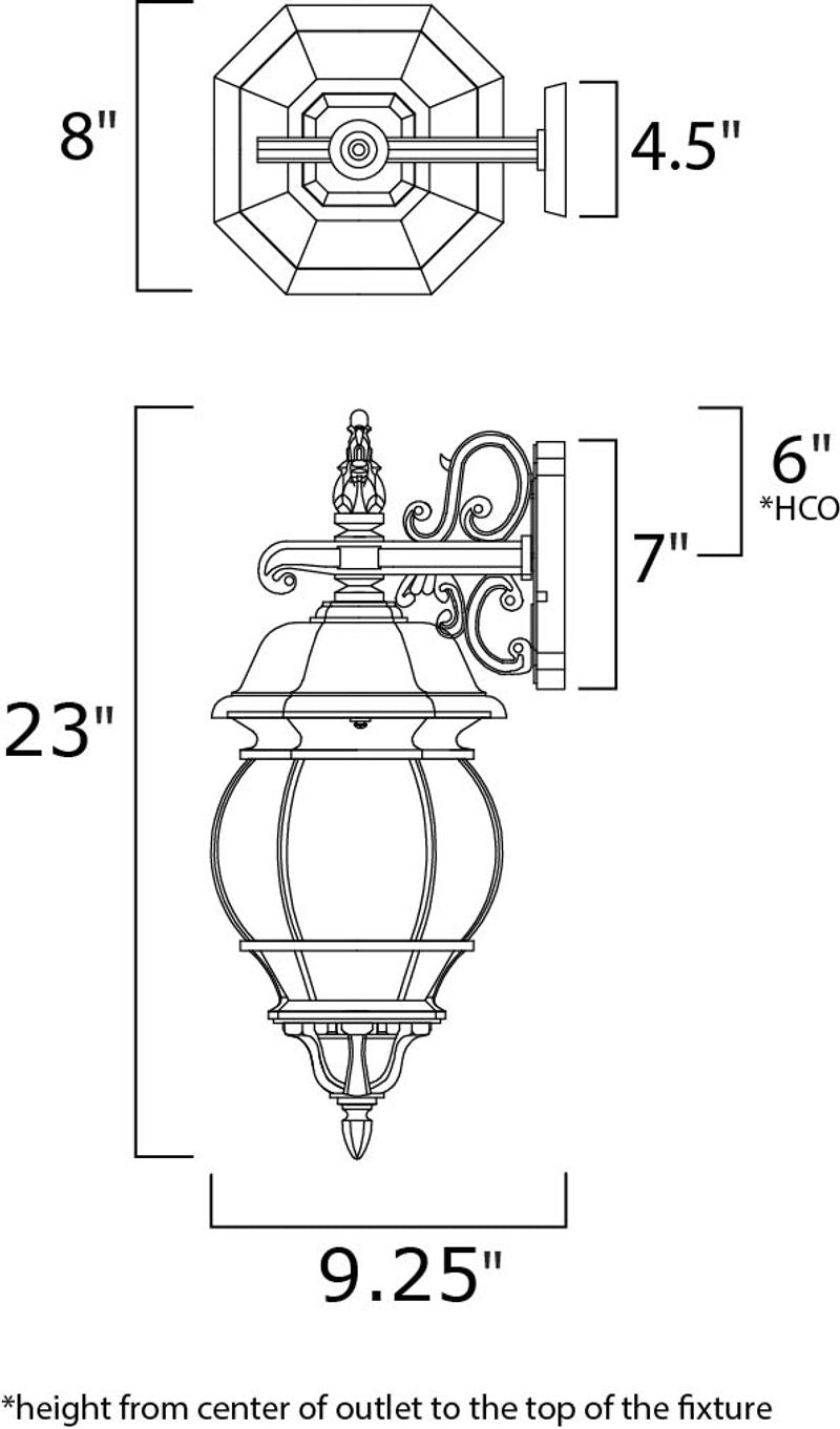 Crown Hill 23' 3 Light Outdoor Wall Mount Light in Black