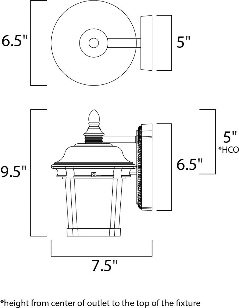 Dover DC 6.5' Single Light Outdoor Wall Mount Light in Bronze