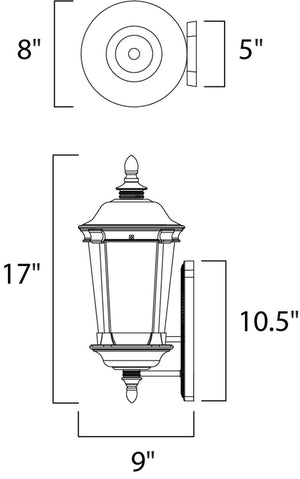 Dover DC 17' Single Light Outdoor Wall Mount Light in Bronze