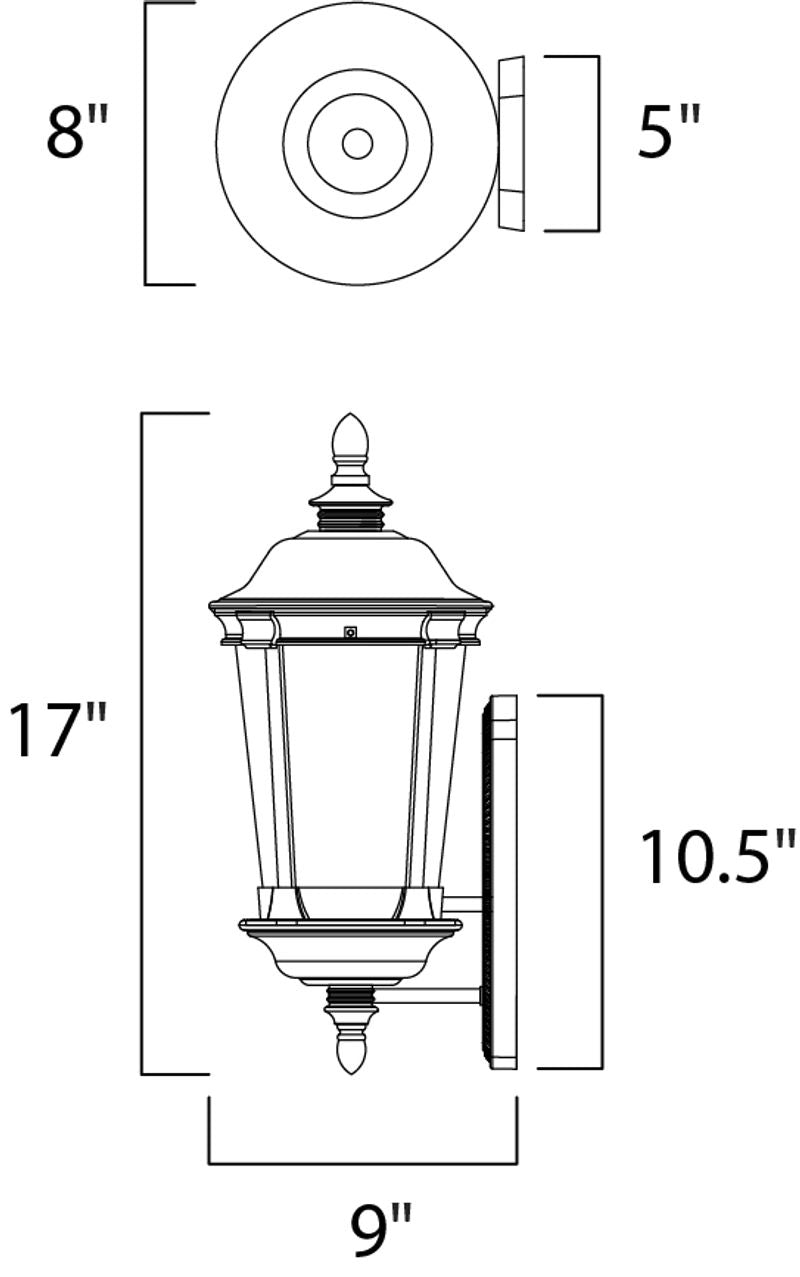 Dover DC 17' Single Light Outdoor Wall Mount Light in Bronze
