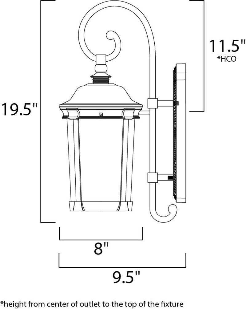 Dover DC 19.5' Single Light Outdoor Wall Mount Light in Bronze