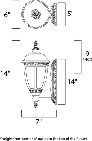 Knob Hill DC 6' Single Light Outdoor Wall Mount Light in Sienna