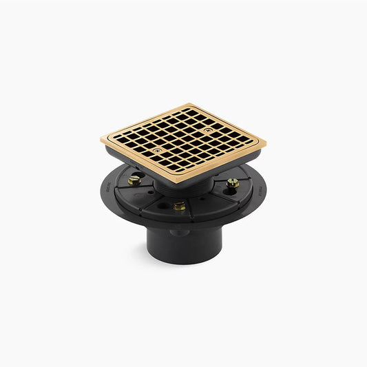 Clearflo Square Shower Drain in Vibrant Brushed Moderne Brass