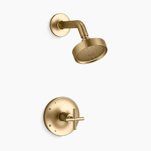 Purist Single Cross Handle 1.75 gpm Shower Only Faucet in Vibrant Moderne Brushed Gold