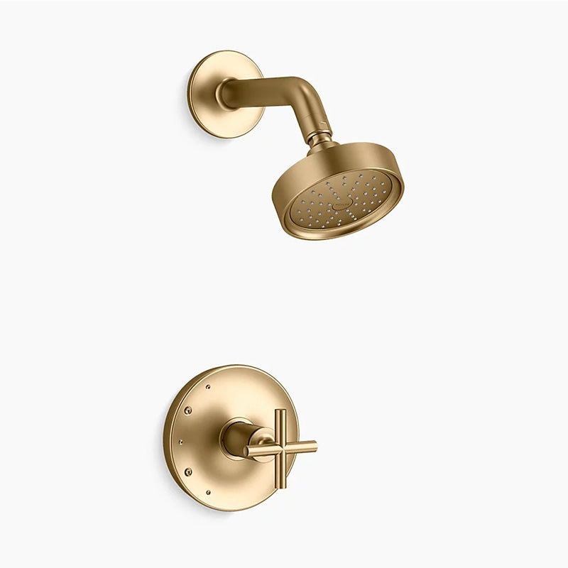 Purist Single Cross Handle 1.75 gpm Shower Only Faucet in Vibrant Moderne Brushed Gold
