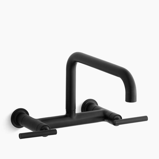 Purist Wall Mount Bridge Kitchen Faucet in Matte Black