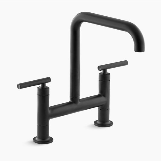 Purist Deck Mount Bridge Kitchen Faucet in Matte Black