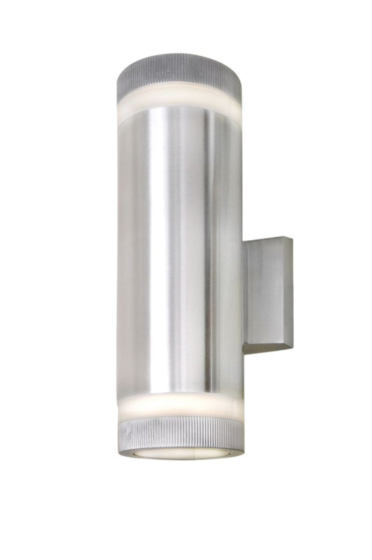 Lightray 12" 2 Light Outdoor Wall Sconce in Brushed Aluminum