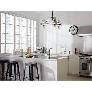 Artifacts Arc Spout Single-Handle Kitchen Faucet in Vibrant Polished Nickel with Side Spray