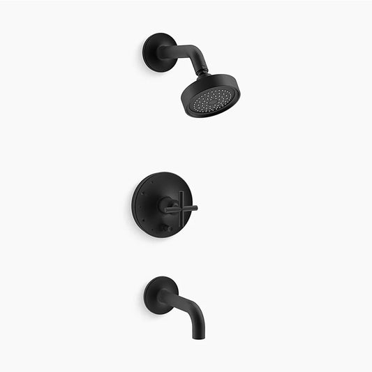 Purist 2.5 gpm Single Cross Handle Tub & Shower Faucet in Matte Black