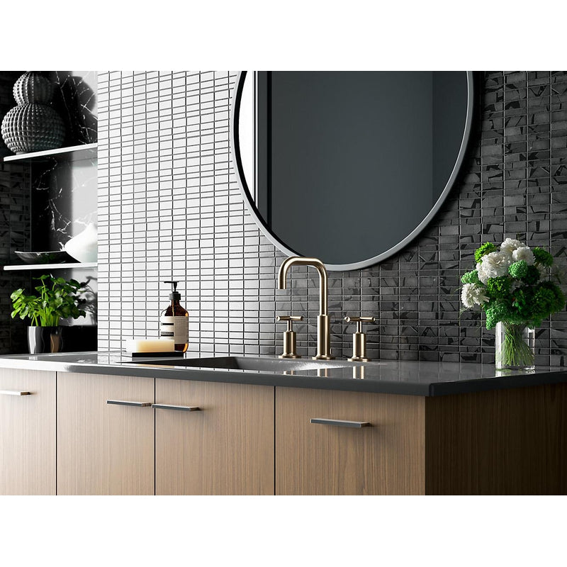 Purist 8.5' Widespread Cross Two-Handle Bathroom Faucet in Vibrant Brushed Bronze