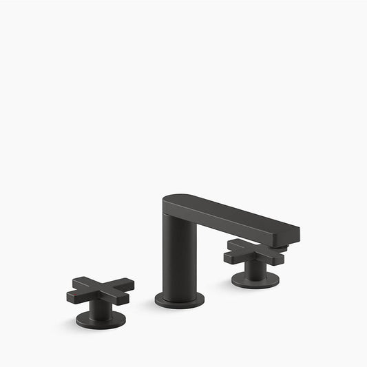 Composed Widespread Cross Two-Handle Bathroom Faucet in Matte Black