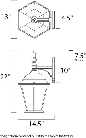 Westlake 22' 3 Light Outdoor Wall Mount Light in Black
