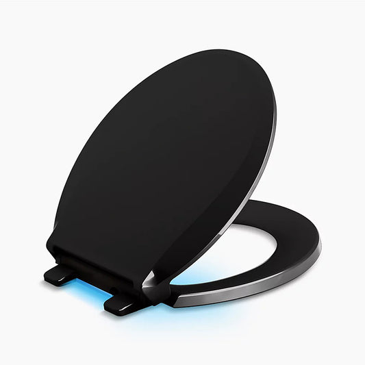 Cachet Nightlight Quiet-Close Round Toilet Seat in Black Black
